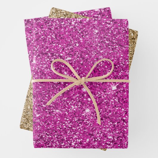 Girly Pink Glitzer Sparkle Geschenkpapier Set (Beispiel)