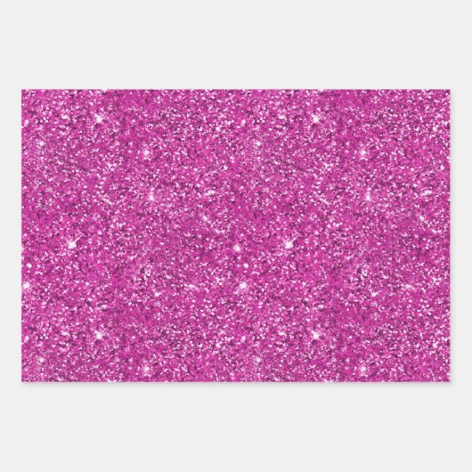 Girly Pink Glitzer Sparkle Geschenkpapier Set (Vorderseite)