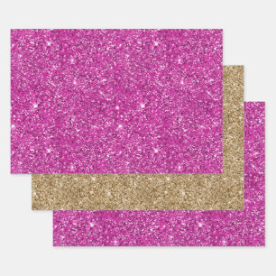 Girly Pink Glitzer Sparkle Geschenkpapier Set