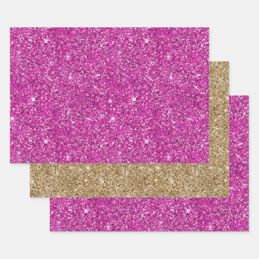 Girly Pink Glitzer Sparkle Geschenkpapier Set (Set)
