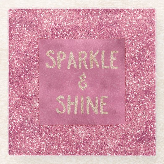 Girly Pink Glitzer Sparkle Glasuntersetzer (Vorderseite)