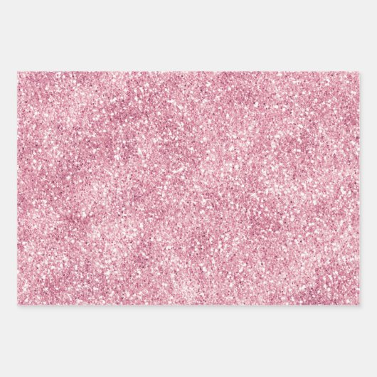 Girly Pink Glitzer Sparkle Glitz Geschenkpapier Set (Vorderseite 2)