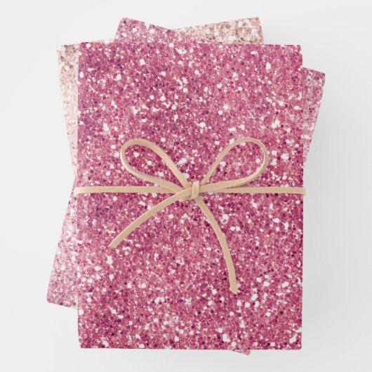 Girly Pink Glitzer Sparkle Glitz Geschenkpapier Set (Beispiel)