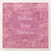 Girly Pink Glitzer Sparkle Glitz Glasuntersetzer (Vorderseite)