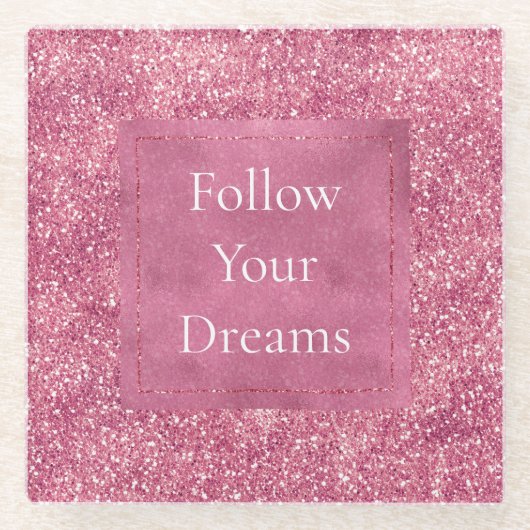 Girly Pink Glitzer Sparkle Glitz Glasuntersetzer (Vorderseite)