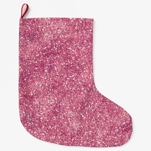 Girly Pink Glitzer Sparkle Glitz Großer Weihnachtsstrumpf (Vorderseite)