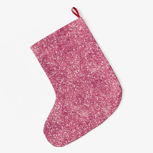 Girly Pink Glitzer Sparkle Glitz Großer Weihnachtsstrumpf (Rückseite (Hängend))