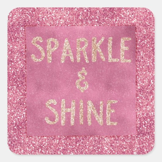 Girly Pink Glitzer Sparkle Quadratischer Aufkleber (Vorderseite)