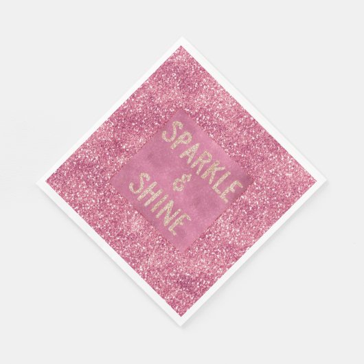 Girly Pink Glitzer Sparkle Serviette (Ecke)