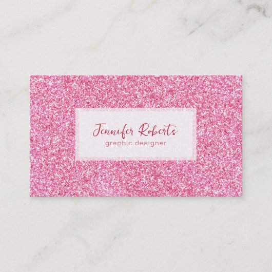 Girly-pink-Glitzer-Textur mit Glitzern Visitenkarte (Vorderseite)