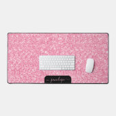 Girly-pink-Glitzer-Textur und Glitzern, Monogramm Schreibtischunterlage (Tastatur & Maus)