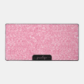 Girly-pink-Glitzer-Textur und Glitzern, Monogramm Schreibtischunterlage (Vorderseite)