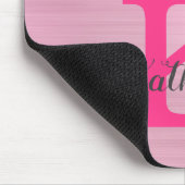 Girly Pink Glitzer Tropfen Chic Glam Monogram Name Mousepad (Ecke)