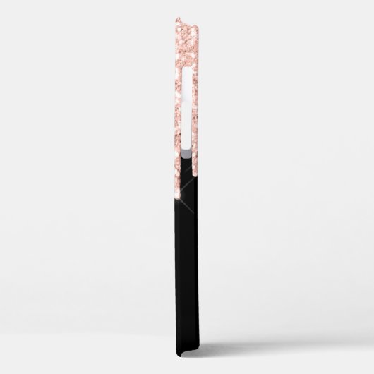 Girly Pink Glitzer Tropfen Grau Monogramm Case-Mate iPhone Hülle (Rückseite / Links)