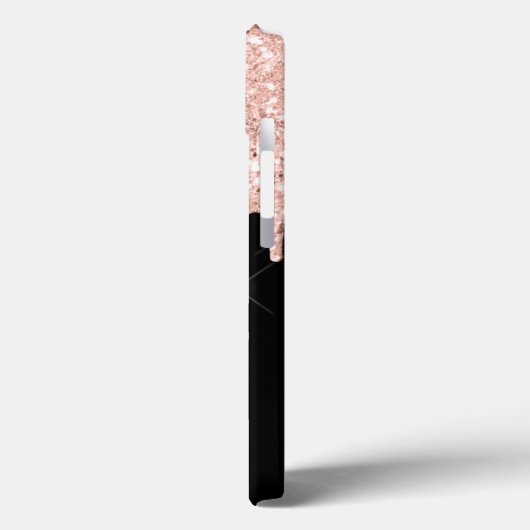 Girly Pink Glitzer Tropfen Grau Monogramm Case-Mate iPhone Hülle (Rückseite / Links)