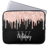 Girly Pink Glitzer Tropfen Grau Monogramm Laptopschutzhülle (Vorderseite)