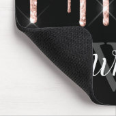 Girly Pink Glitzer Tropfen Grau Monogramm Mousepad (Ecke)