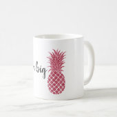 Girly Pink Glitzer Tropischer Ananas Kaffeetasse (VorderseiteRechts)