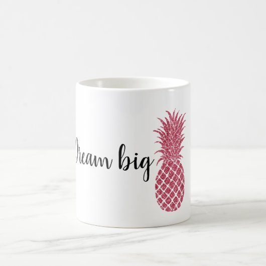 Girly Pink Glitzer Tropischer Ananas Kaffeetasse (Mittel)