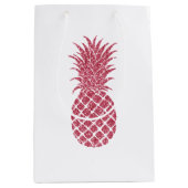 Girly Pink Glitzer Tropischer Ananas Mittlere Geschenktüte (Vorderseite)