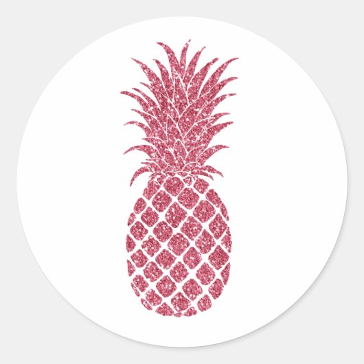 Girly Pink Glitzer Tropischer Ananas Runder Aufkleber (Vorderseite)