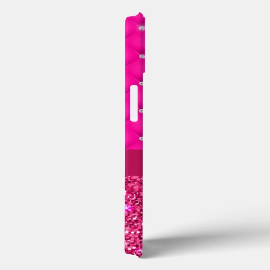 Girly Pink Glitzer und Diamonds Personalisiert Case-Mate iPhone Hülle (Rückseite / Rechts)