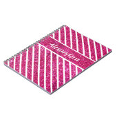 Girly Pink Glitzer und White Script Moderne Glaise Notizblock (Linke Seite)