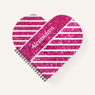 Girly Pink Glitzer und White Script Moderne Glaise Notizblock