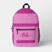 Girly-pink-Glitzer-Zackenbecher, Monogramm, kunden Bedruckter Rucksack (Vorderseite)