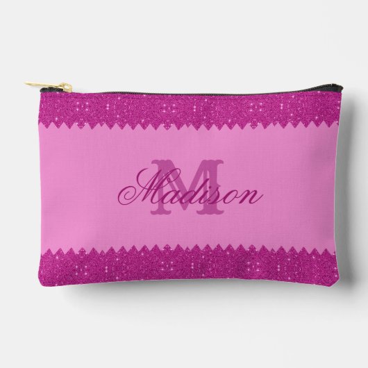 Girly-pink-Glitzer-Zackenbecher, Monogramm, kunden Zubehörtasche (Vorderseite)