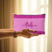 Girly-pink-Glitzer-Zackenbecher, Monogramm, kunden Zubehörtasche