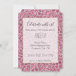 Girly Pink Glitzy Glam Glitzer Leopard Print Einladung