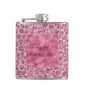 Girly Pink Glitzy Glam Glitzer Leopard Print Flachmann (Vorderseite)