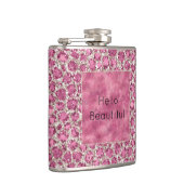 Girly Pink Glitzy Glam Glitzer Leopard Print Flachmann (Rechts)