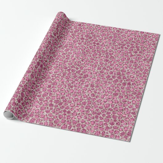 Girly Pink Glitzy Glam Glitzer Leopard Print Geschenkpapier (Ungerollt)
