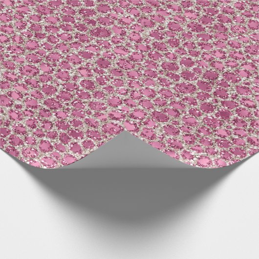 Girly Pink Glitzy Glam Glitzer Leopard Print Geschenkpapier (Ecke)