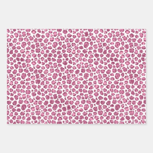 Girly Pink Glitzy Glam Glitzer Leopard Print Geschenkpapier Set (Vorderseite 2)