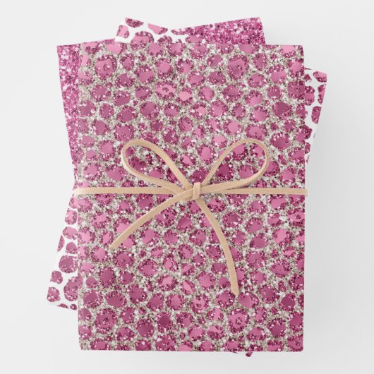 Girly Pink Glitzy Glam Glitzer Leopard Print Geschenkpapier Set (Beispiel)