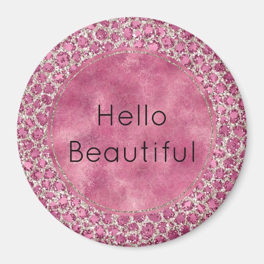 Girly Pink Glitzy Glam Glitzer Leopard Print Magnet (Vorne)