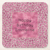Girly Pink Glitzy Glam Glitzer Leopard Print Rechteckiger Pappuntersetzer (Vorderseite)