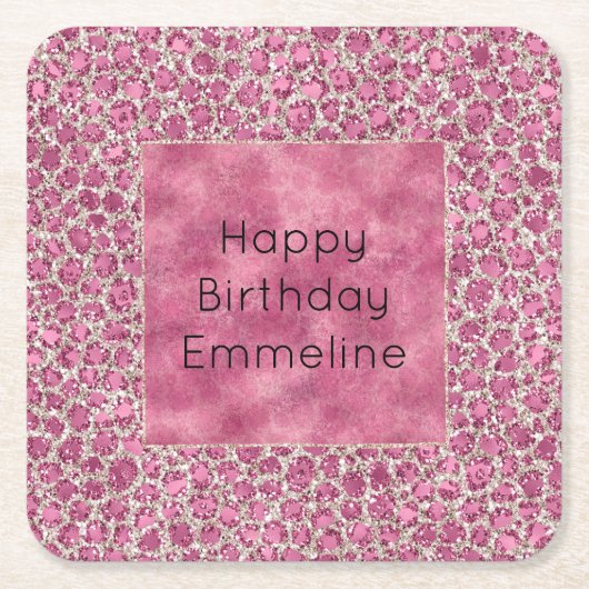 Girly Pink Glitzy Glam Glitzer Leopard Print Rechteckiger Pappuntersetzer (Vorderseite)