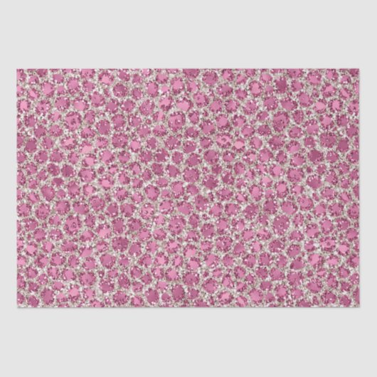 Girly Pink Glitzy Glam Glitzer Leopard Print Seidenpapier (Vorderseite)