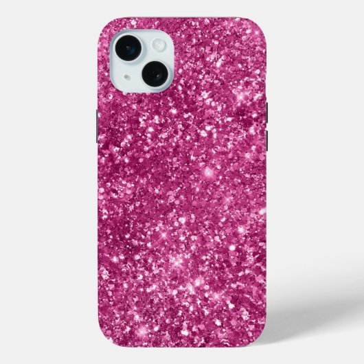 Girly Pink Glitzy Glitzer Case-Mate iPhone Hülle (Rückseite)