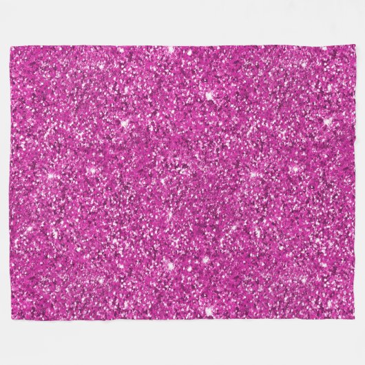 Girly Pink Glitzy Glitzer Fleecedecke (Vorderseite (Horizontal))