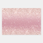 Girly Pink Glitzy Glitzer Geschenkpapier Set (Vorderseite)