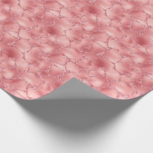 Girly Pink Glitzy Glitzer Giraffe Print Geschenkpapier (Ecke)