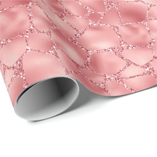 Girly Pink Glitzy Glitzer Giraffe Print Geschenkpapier (Rolleneckpunkt)