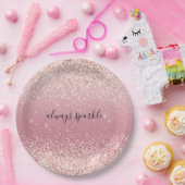 Girly Pink Glitzy Glitzer Pappteller (Party)