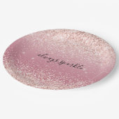 Girly Pink Glitzy Glitzer Pappteller (Schrägansicht)