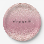 Girly Pink Glitzy Glitzer Pappteller (Vorderseite)